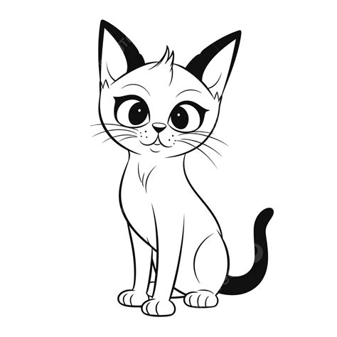 Cute Coloring Page Siamese Cat Outline Sketch Drawing Vector, Cat Drawing, Wing Drawing, Ring ...