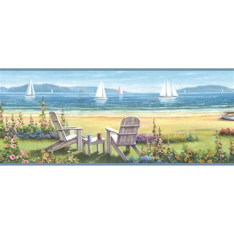 Chesapeake Barnstable Blue Seaside Cottage Wallpaper Border Sample-DLR20021BSAM - The Home Depot