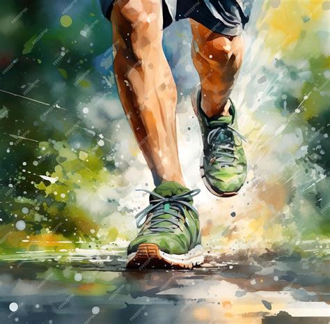 Premium AI Image | A painting of a person running in the water illustration