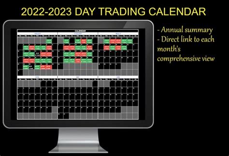 Day Trading Calendar Journal and Tracker 2022 2023 Google - Etsy