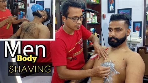 FULL BODY SHAVING || MEN BODY HAIR REMOVAL || BARBER SHOP BODY SHAVE 🪒🔥 ...