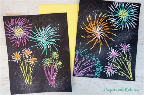 Colorful Firework Painting for Kids to Make - Projects with Kids