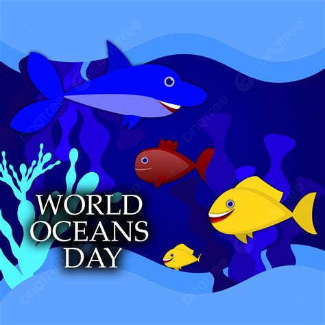 World Oceans Day Unique Background, World Oceans Day, Typography, Fishes Background Image for ...