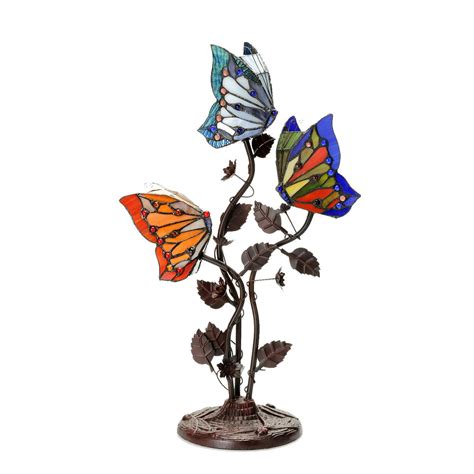 Multi-Colored 15-inch Lighted Tiffany Style Two Butterfly Desk Lamp - Walmart.com - Walmart.com