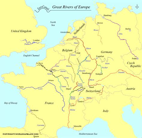 Political Map Of Europe With Rivers