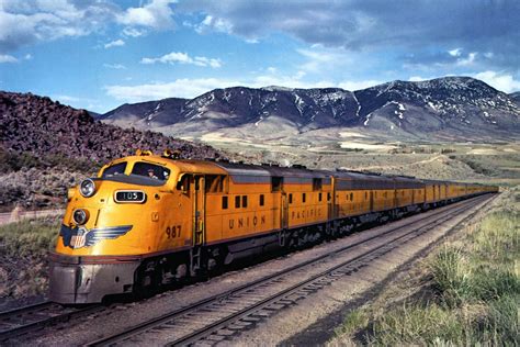 UP EMD E6A №987 with the City of Portland, Portneuf River Canyon, Id. 1956 | Union pacific train ...