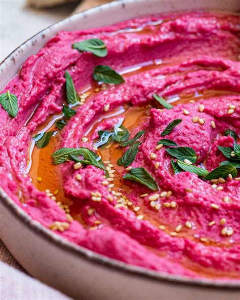 Easy Roasted Beetroot Hummus - Six Hungry Feet