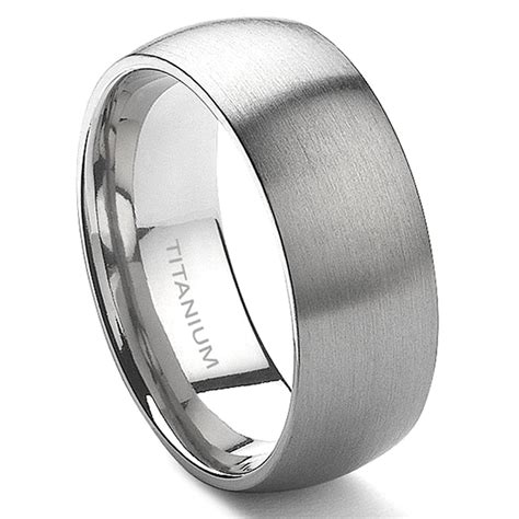 Titanium 8mm Dome Wedding Band Ring