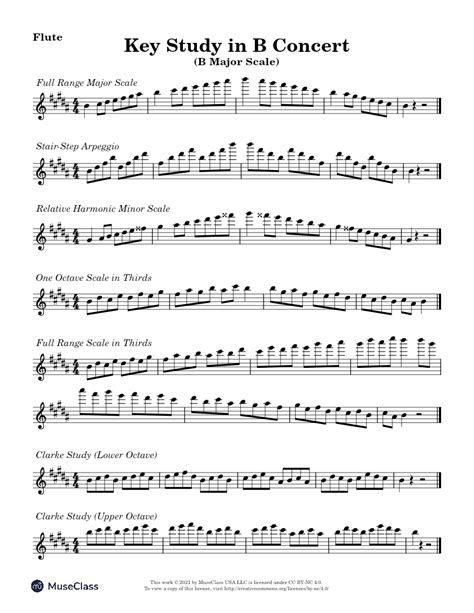 Key Study in B Major for Flute Sheet music for Flute (Solo) | Musescore.com