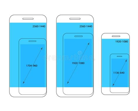 Different Modern Smartphone Resolutions Comparison Stock Vector ...