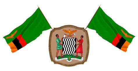 Premium Photo | Flag and the coat of arms of zambia background for editors and designers ...