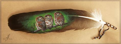 Owl trio - feather painting by AlviaAlcedo on DeviantArt