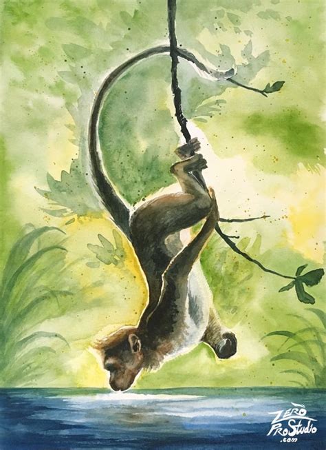 Watercolor Monkey by Zerochan923600 on DeviantArt | Drawing and illustration, Painting, Watercolor