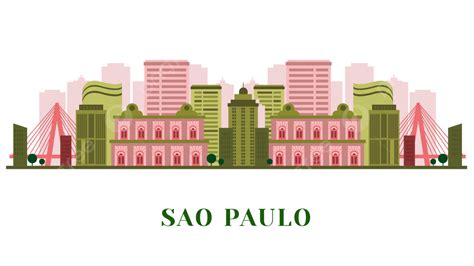 Sao Paulo Brazil City Skyline Pink Green Background, City, Floor ...