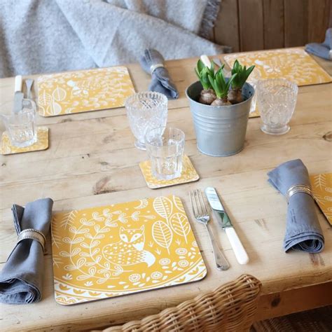 Scandinavian Style Daniel Fox Ochre Placemats — Homebnc