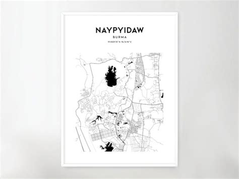 Naypyidaw Map Poster Naypyidaw Map Print Wall Art Naypyidaw | Etsy