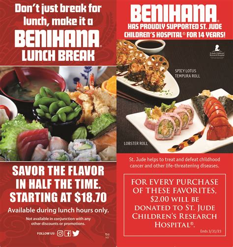 BENIHANA - LUNCH CHECK STUFFER - 100pcs