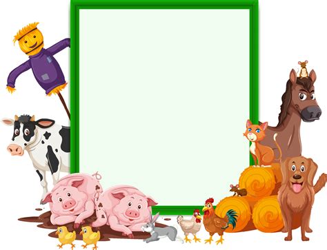 Empty banner with many farm animals 4381597 Vector Art at Vecteezy