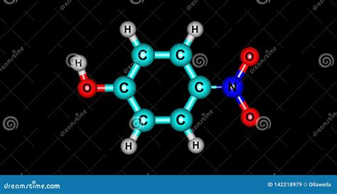 4-Nitrophenol Molecular Structure Isolated on Black Stock Illustration - Illustration of ...