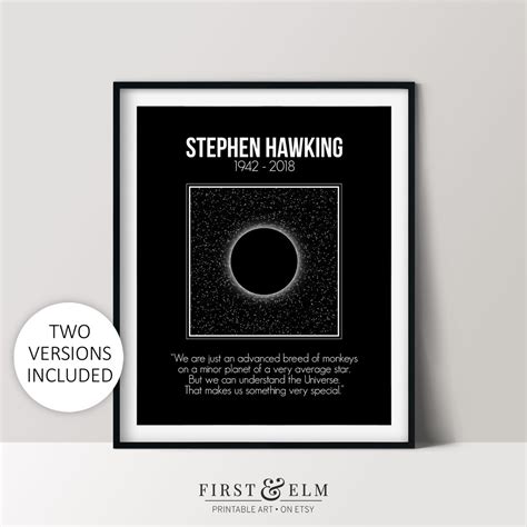 Stephen Hawking Print, Black Hole Wall Art, Famous Scientists, Instant ...