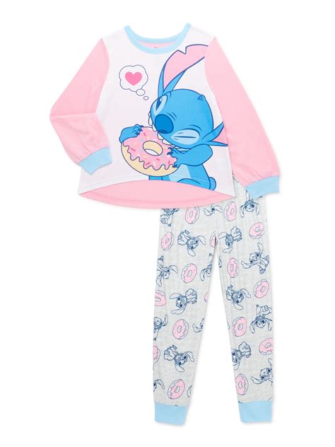 Lilo & Stitch - Stitch Girls Long Sleeve Pajama, 2 piece Set, sizes 4-12 & plus - Walmart.com ...