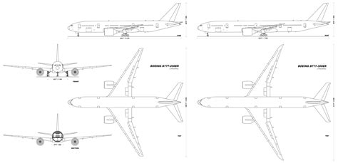 four different views of an airplane from the top to bottom, with ...