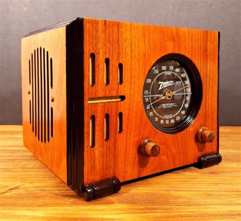 OLD ANTIQUE WOOD Zenith Vintage Tube Radio Restored Working Art Deco Black Dial $25.00 - PicClick