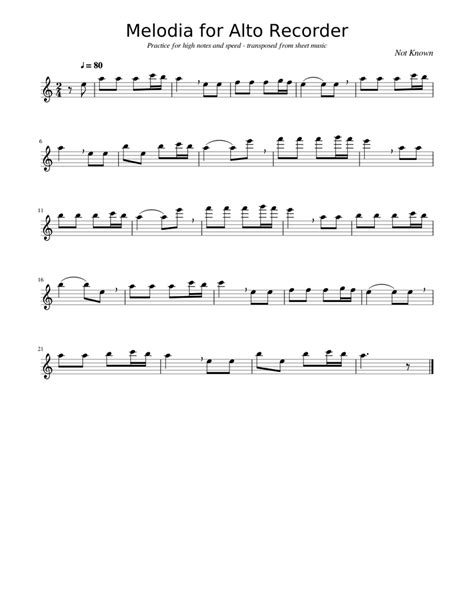 Melodia for Alto Recorder Sheet music for Piano | Download free in PDF ...