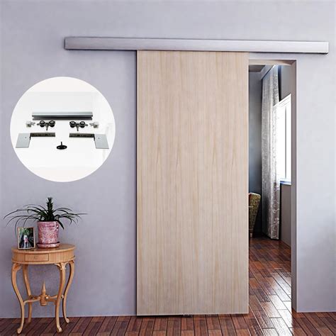 Shipping from Singapore-4.9FT/6FT/6.6FT Aluminium Alloy Brushed Interior Wood Barn Sliding Door ...