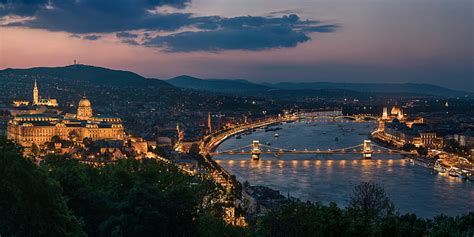 HD wallpaper: river, panorama, bridges, night city, Hungary, Budapest, Danube River | Wallpaper ...