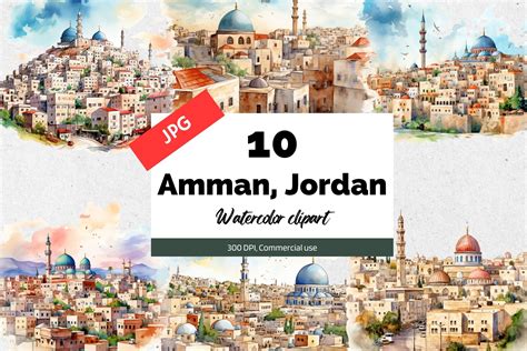 Watercolor Amman, Jordan Clipart JPG Graphic by KiwiCakeStudio · Creative Fabrica