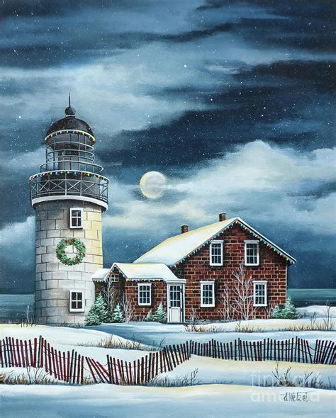 Christmas Lighthouse Painting by Debbi Wetzel - Fine Art America