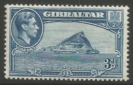 Gibraltar Stamps SG 0125b 1942 Three penny - MLH