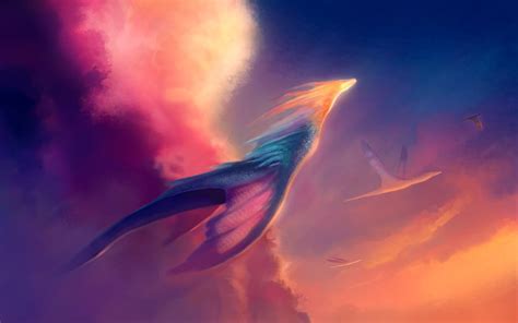 Blue and pink dragon illustration, artwork, dragon, fantasy art HD wallpaper | Wallpaper Flare