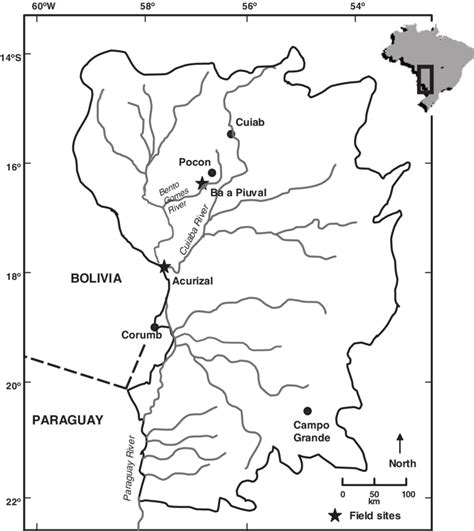 Map of the Pantanal wetland region of Brazil showing the location of... | Download Scientific ...