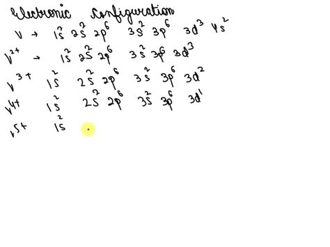 SOLVED: 1. Write the electron configurations for V2+, V3+, V4+, and V5+. 2. How many unpaired ...