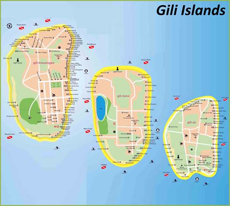 Gili Islands Map | Indonesia | Detailed Maps of Gili Islands (Gili Trawangan, Gili Meno, Gili Air)