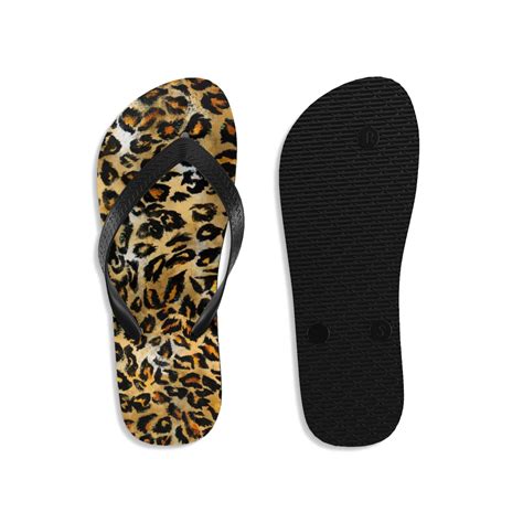 Cute Leopard Flip Flops, Wild Animal Print Designer Unisex Flip-Flops - Made in USA (Size: S, M ...