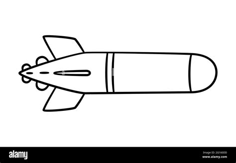 Torpedo hand drawn icon. Children drawing of a missile. Vector illustration in doodle style on ...