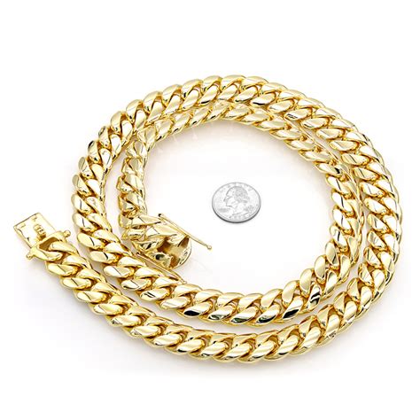 Solid 14K Yellow Gold Miami Cuban Link Chain Necklace for Men 18mm 22-40in 802929