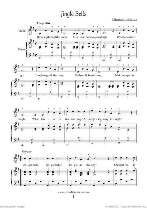 Violin Christmas Sheet Music For Beginners