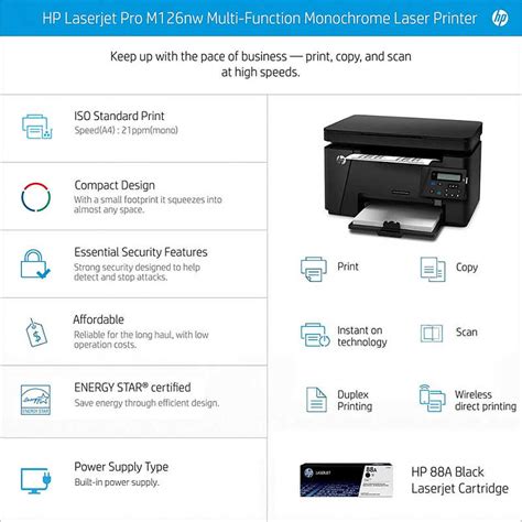 HP Laserjet Pro M126nw Multi-Function Direct Wireless Network Printer ...