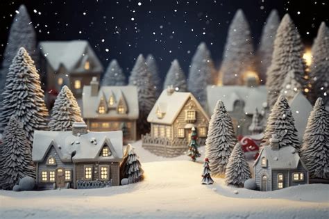 Premium AI Image | Christmas Village Scene With Snow In Vintage Style Showcasing Winter Village ...