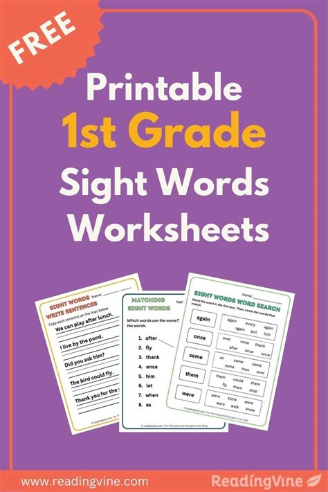 First Grade Sight Words Worksheets - ReadingVine