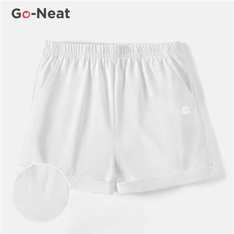 [4Y-14Y] Go-Neat Water Repellent and Stain Resistant Kid Girl Solid Color Elasticized Shorts ...