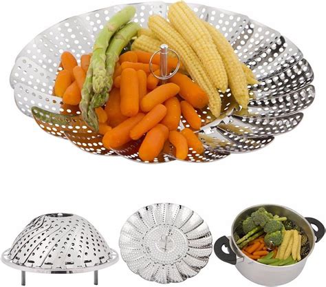 Dramsoule 9inch / 22cm High-Grade Stainless Steel Kitchen Vegetable Steamer Basket Durable Food ...