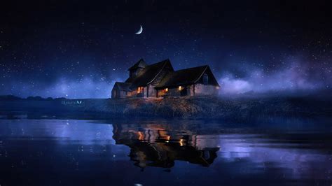 1920x1080 Resolution House Reflected in the Lake 1080P Laptop Full HD Wallpaper - Wallpapers Den