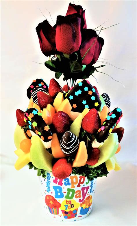 Birthday Rose – Delectable Fruit Arrangements Llc