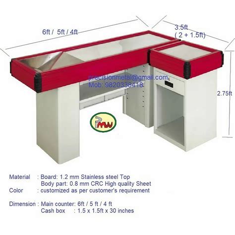 Stainless Steel L Shape Supermarket Cash Counter for Malls, Supermarket ...