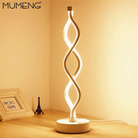 MUMENG LED Table Lamp 110V 220V 12W Dimmable Double Wave Spiral Desk Lamp Aluminum Modern ...